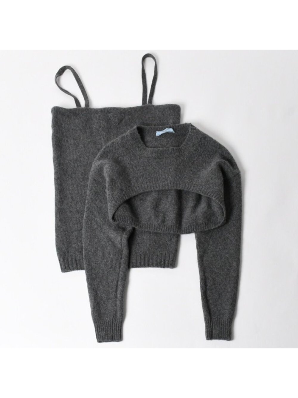 Prada Detachable Shrug Camisole Sweater Wool Ensemble Knit Set Bolero 44